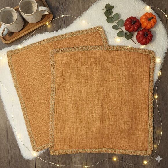 Pier 1 Other - Pier 1 Set of 2 Orange Braided Cushion Covers 18"x18" Throw Pillow Cases Fall